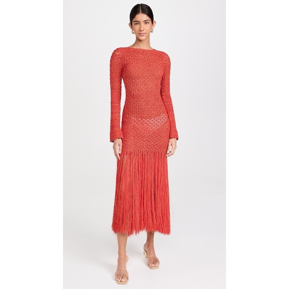 Devon Windsor Callisto Dress Sz Large Vibrant Beach Crochet Long Sleeve Boho